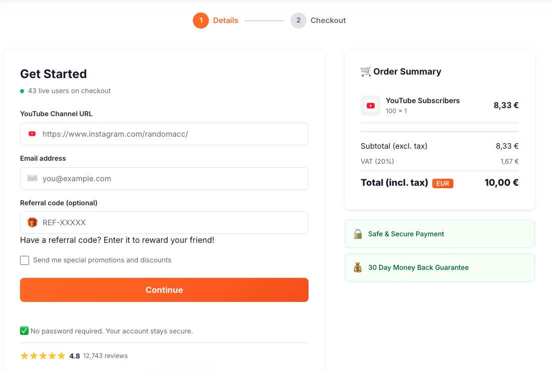 Commander des abonnés YouTube - Processus de commande simple et sécurisé